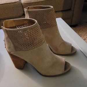 Peep toe heel booties